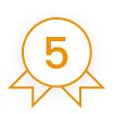 A white badge with an orange border displaying the number 5 in the center.